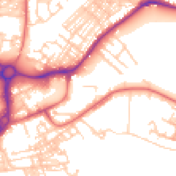Daytime road noise heatmap for WA1 2EG