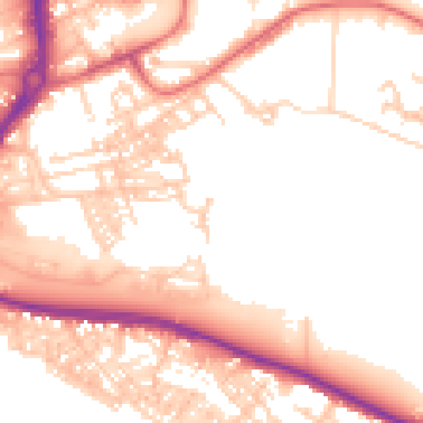 Daytime road noise heatmap for WA1 2JD