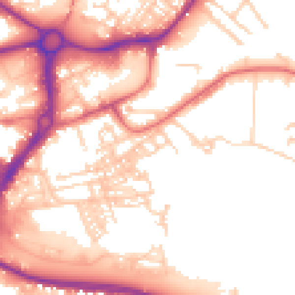 Daytime road noise heatmap for WA1 2JJ