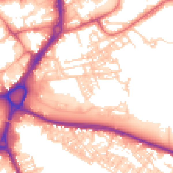 Daytime road noise heatmap for WA1 2JR
