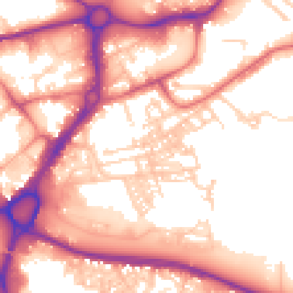 Daytime road noise heatmap for WA1 2JT