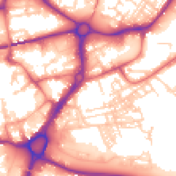Daytime road noise heatmap for WA1 2SX