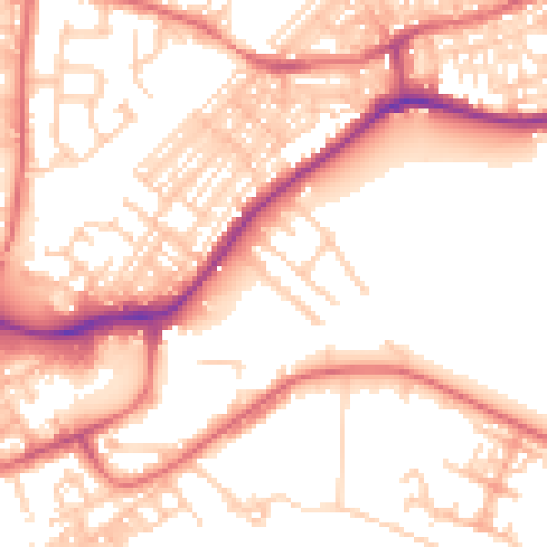 Daytime road noise heatmap for WA1 3AS