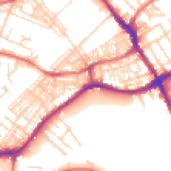 Daytime road noise heatmap for WA1 3BE