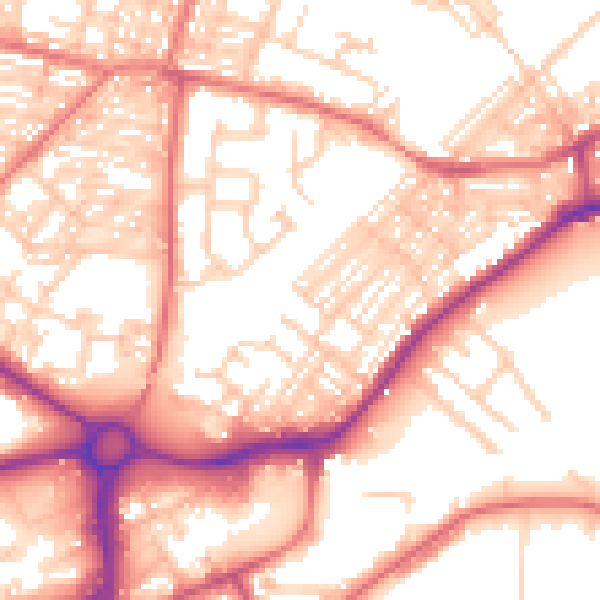 Daytime road noise heatmap for WA1 3GJ