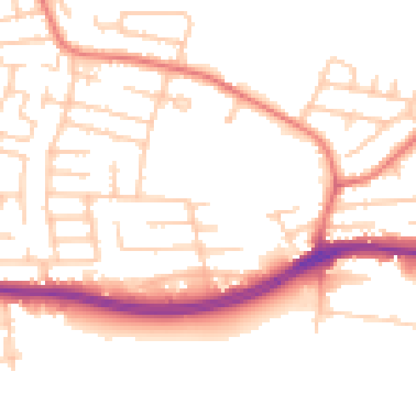 Daytime road noise heatmap for WA1 3HA