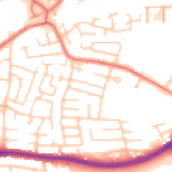 Daytime road noise heatmap for WA1 3HH