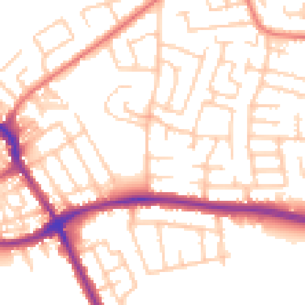 Daytime road noise heatmap for WA1 3HX