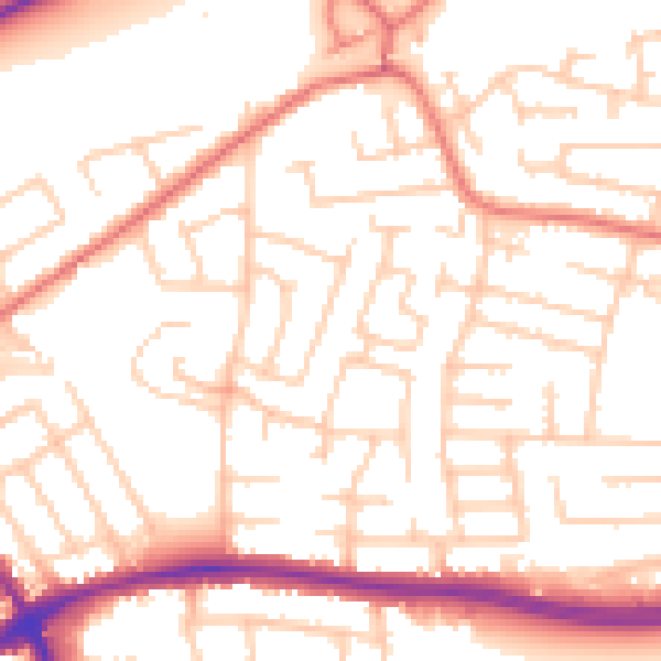 Daytime road noise heatmap for WA1 3JR