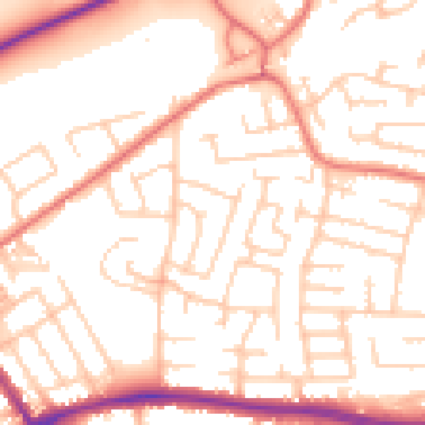 Daytime road noise heatmap for WA1 3JW