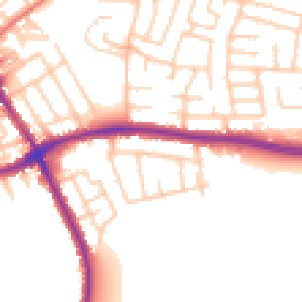 Daytime road noise heatmap for WA1 3NF