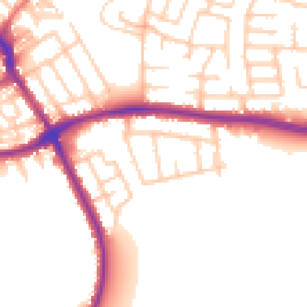 Daytime road noise heatmap for WA1 3NH
