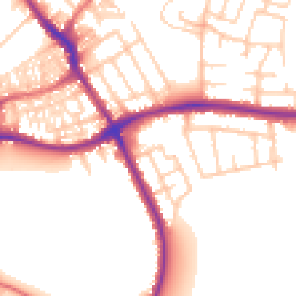 Daytime road noise heatmap for WA1 3PH