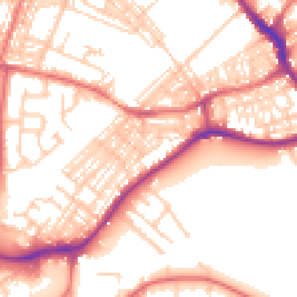 Daytime road noise heatmap for WA1 3QH