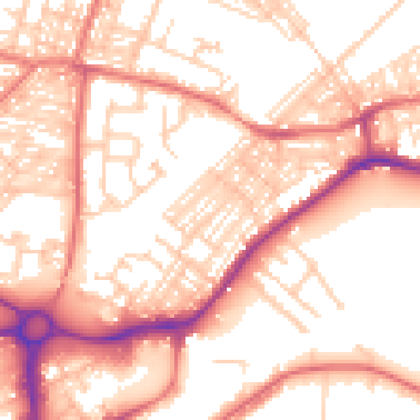 Daytime road noise heatmap for WA1 3QP