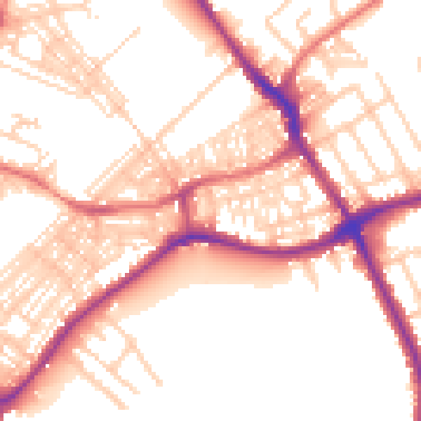 Daytime road noise heatmap for WA1 3SA