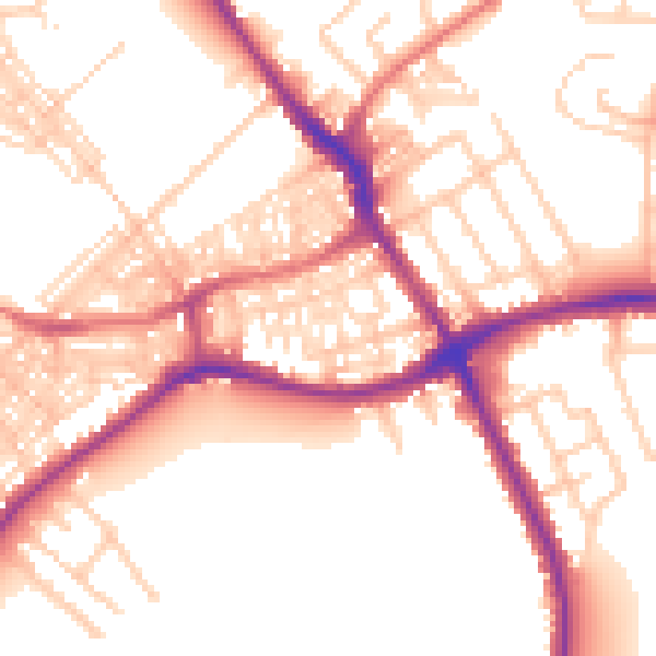 Daytime road noise heatmap for WA1 3SE