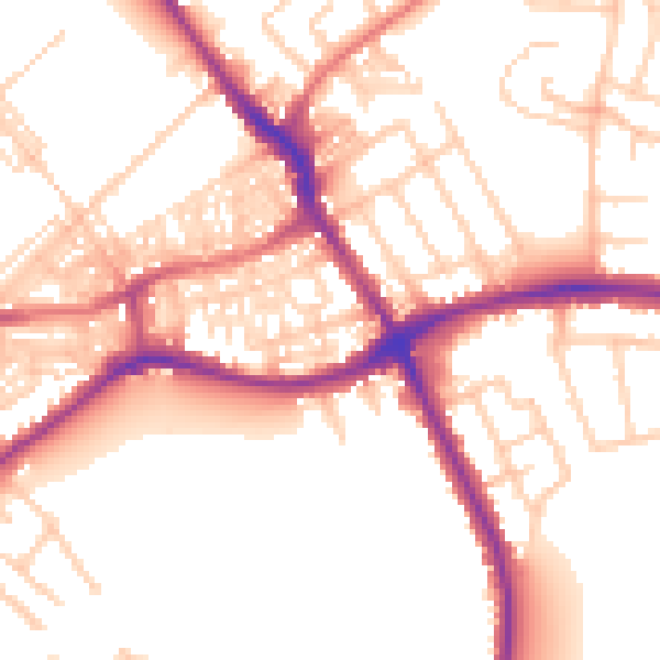 Daytime road noise heatmap for WA1 3SJ