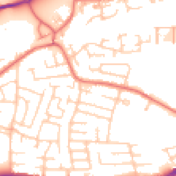 Daytime road noise heatmap for WA1 3TP
