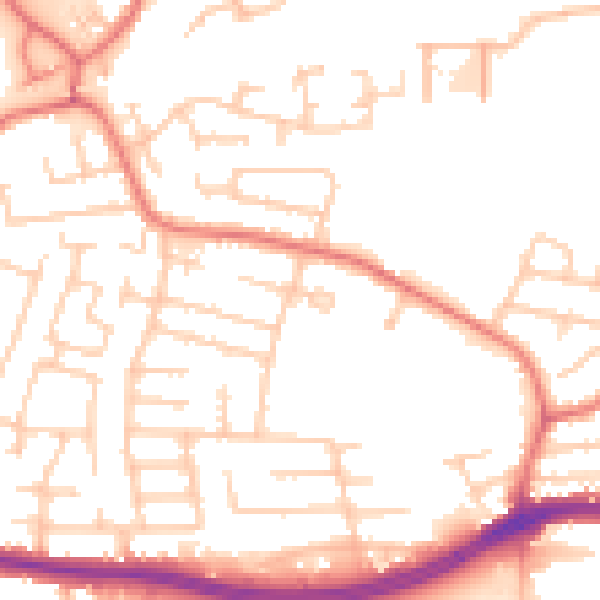 Daytime road noise heatmap for WA1 3TR