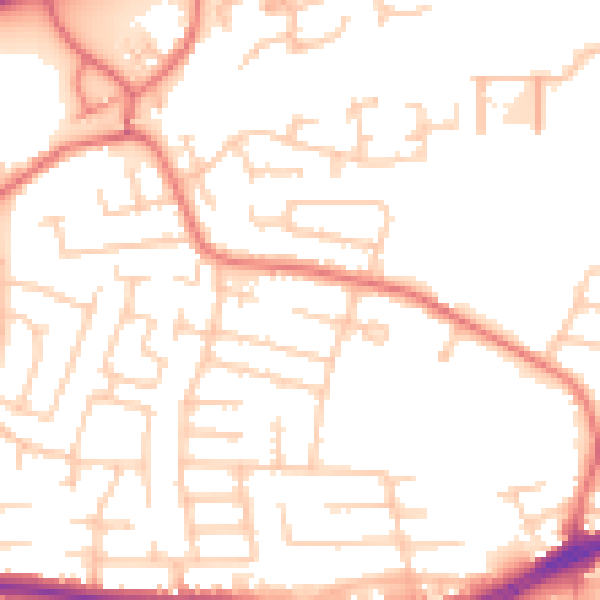 Daytime road noise heatmap for WA1 3TS