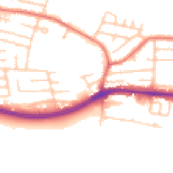Daytime road noise heatmap for WA1 3UL