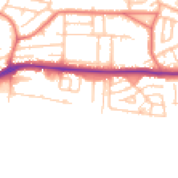 Daytime road noise heatmap for WA1 4AT