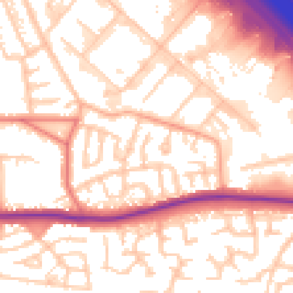 Daytime road noise heatmap for WA1 4HE