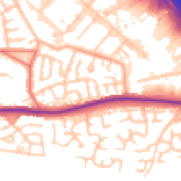 Daytime road noise heatmap for WA1 4HF