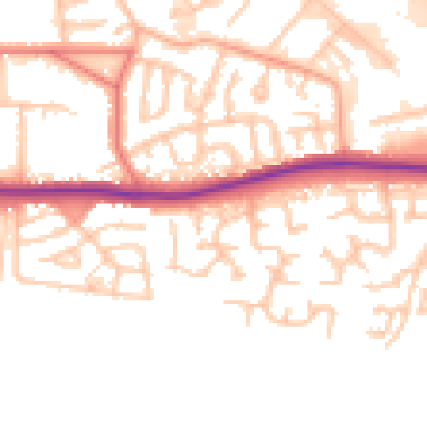 Daytime road noise heatmap for WA1 4HP