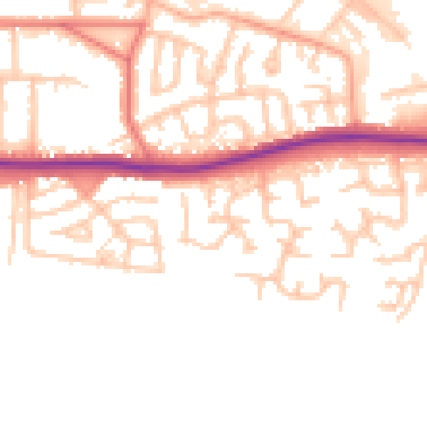 Daytime road noise heatmap for WA1 4HR