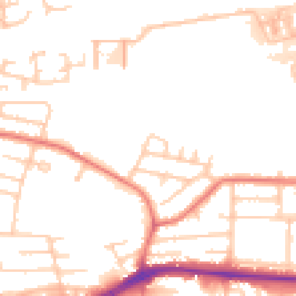 Daytime road noise heatmap for WA1 4LG