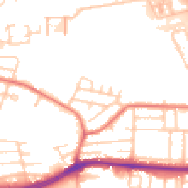 Daytime road noise heatmap for WA1 4LQ