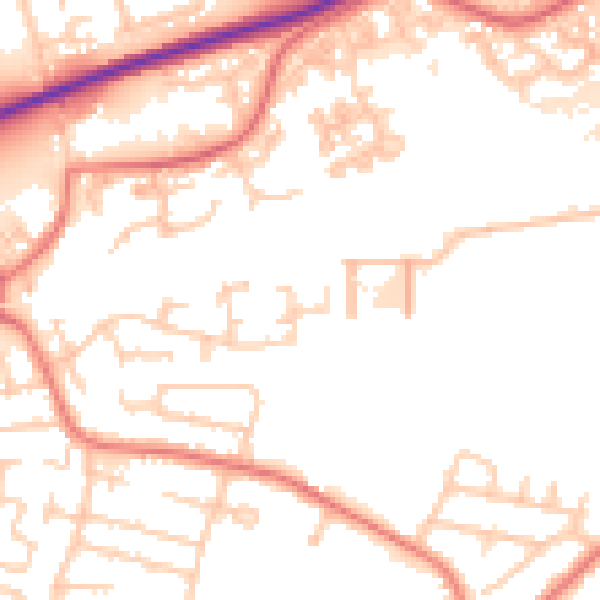 Daytime road noise heatmap for WA1 4LX