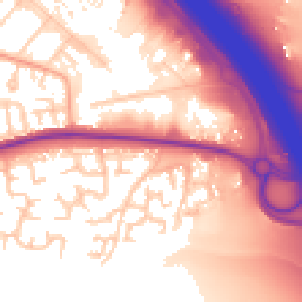 Daytime road noise heatmap for WA1 4QE