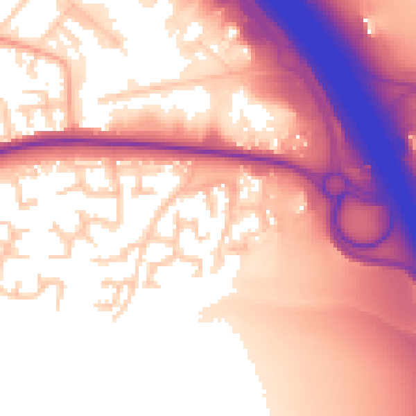 Daytime road noise heatmap for WA1 4RN