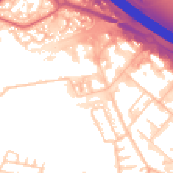 Daytime road noise heatmap for WA1 4SG