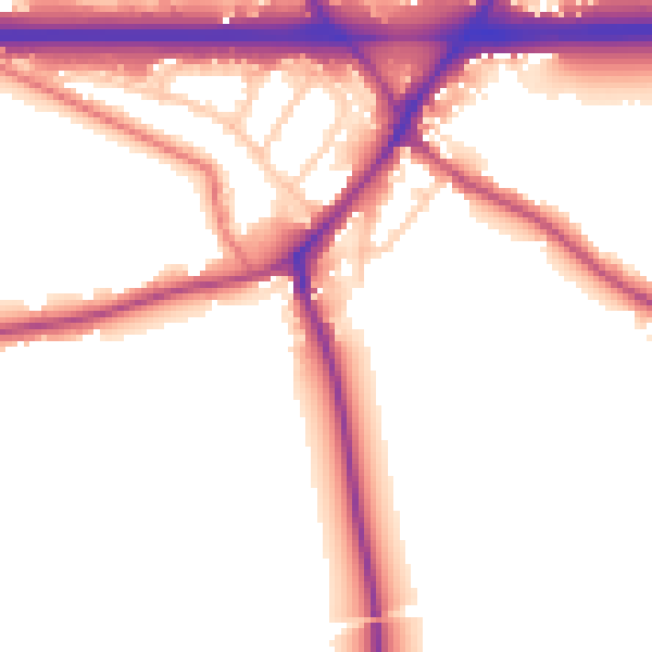 Daytime road noise heatmap for WA3 1LR