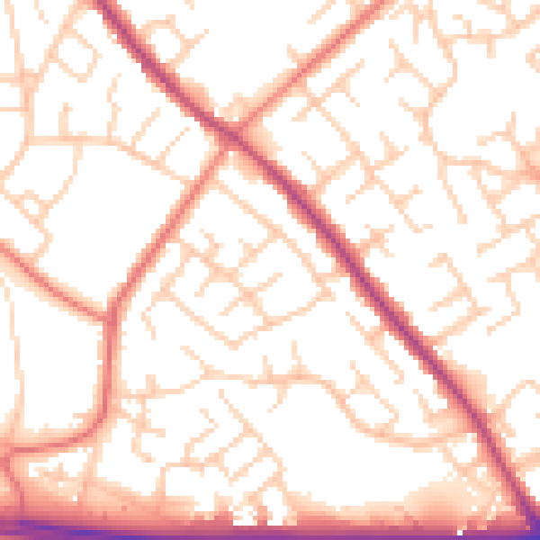 Daytime road noise heatmap for WA3 2RT