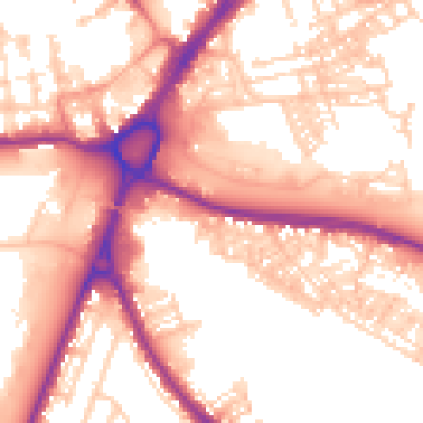 Daytime road noise heatmap for WA4 1AG