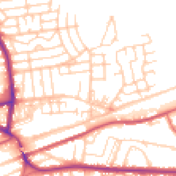 Daytime road noise heatmap for WA4 1AS