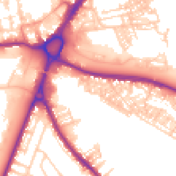Daytime road noise heatmap for WA4 1BX