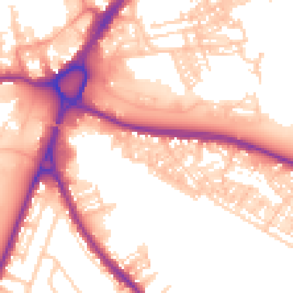 Daytime road noise heatmap for WA4 1BY