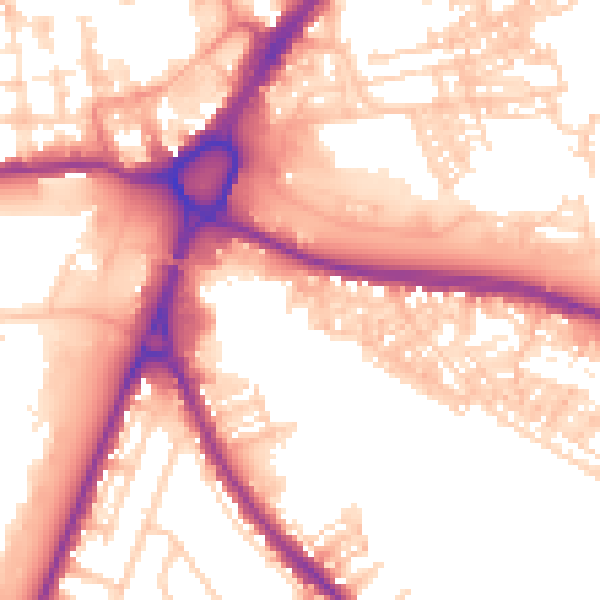 Daytime road noise heatmap for WA4 1BZ