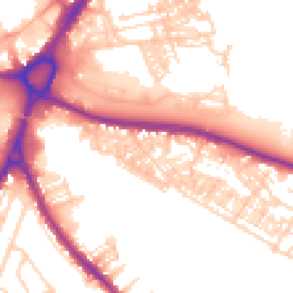 Daytime road noise heatmap for WA4 1DB
