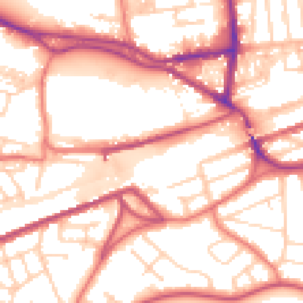 Daytime road noise heatmap for WA4 1DF