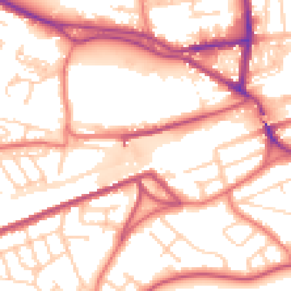 Daytime road noise heatmap for WA4 1DH