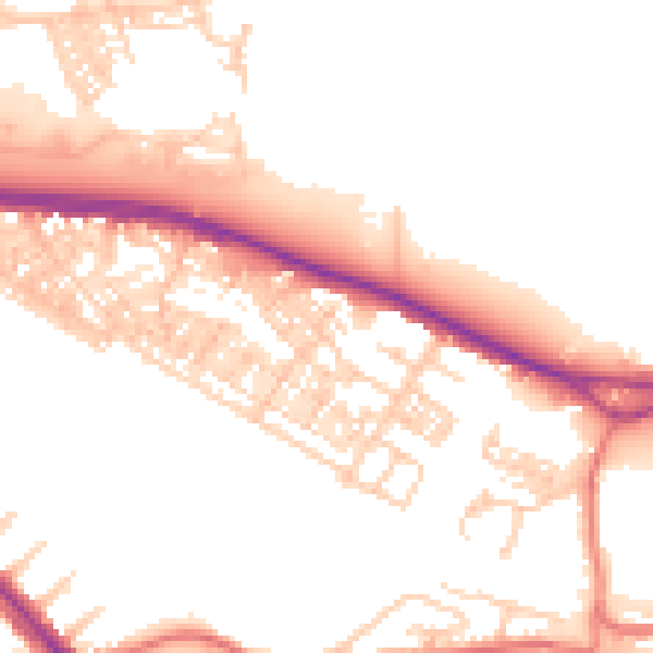 Daytime road noise heatmap for WA4 1DP