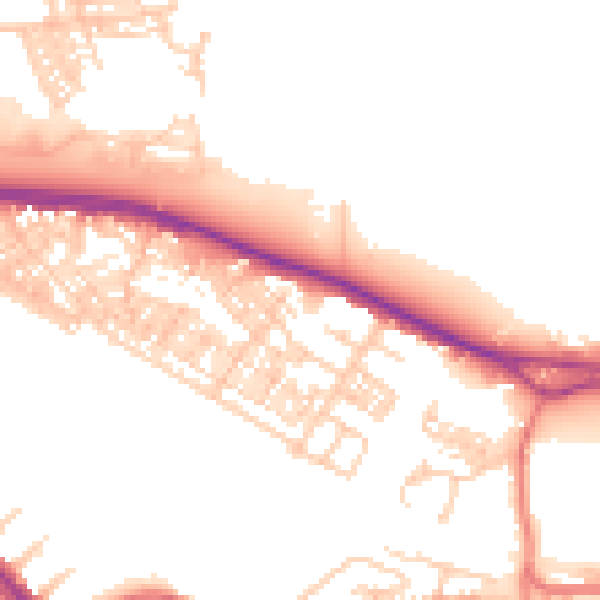 Daytime road noise heatmap for WA4 1DR