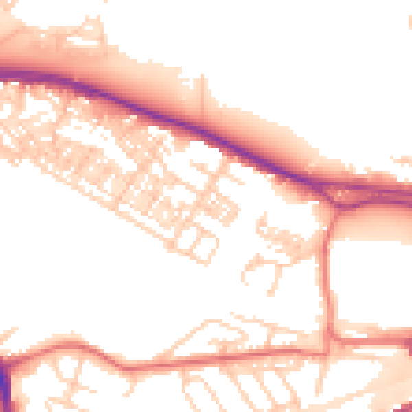 Daytime road noise heatmap for WA4 1DZ